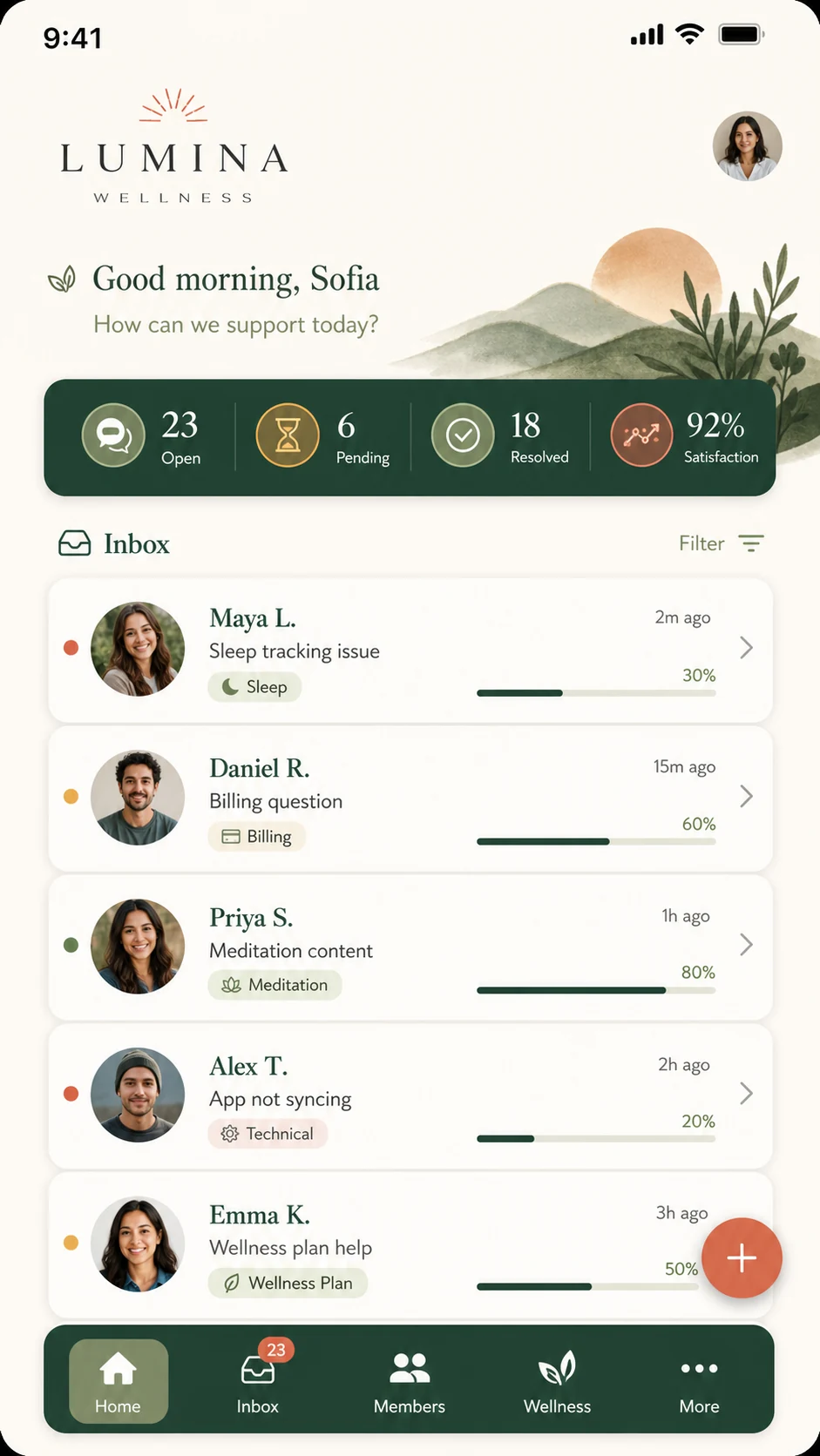 Màn hình Expert Home — Request Inbox